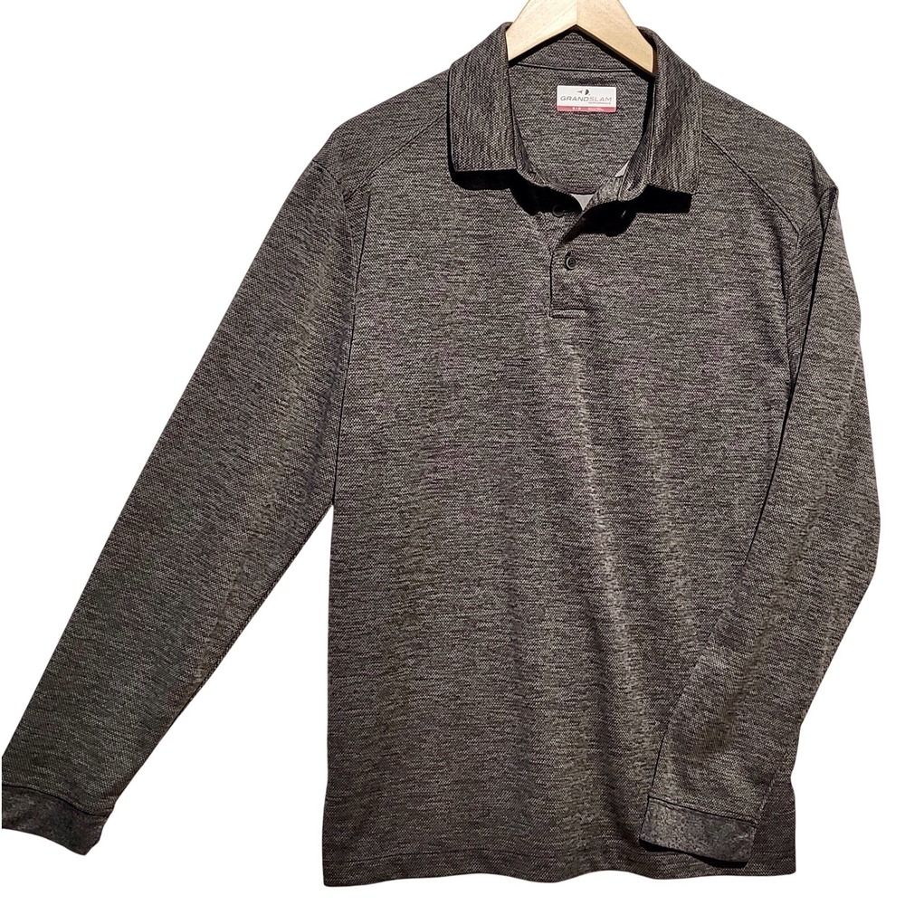 Grand Slam Performance Golf Mens‎ Gray Long Sleeve Polo Shirt M